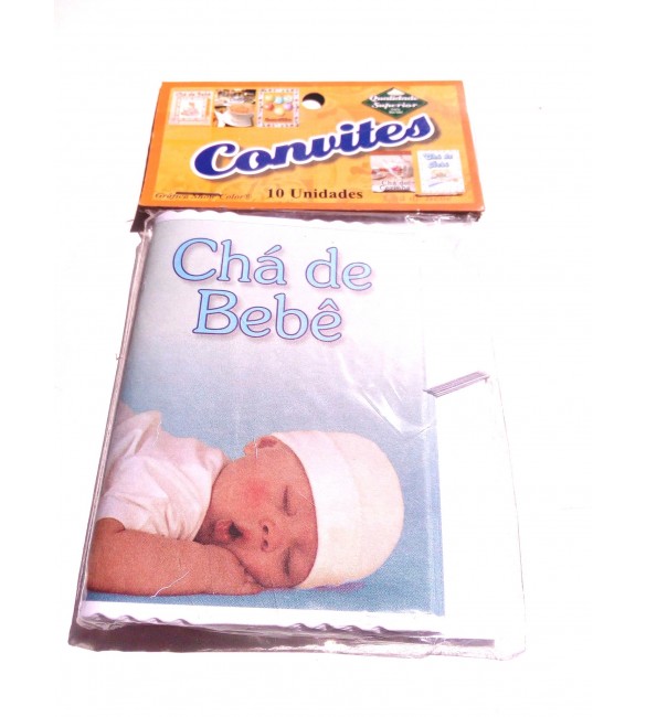 Convite Chá de Bebe  pacote com 10 unidades